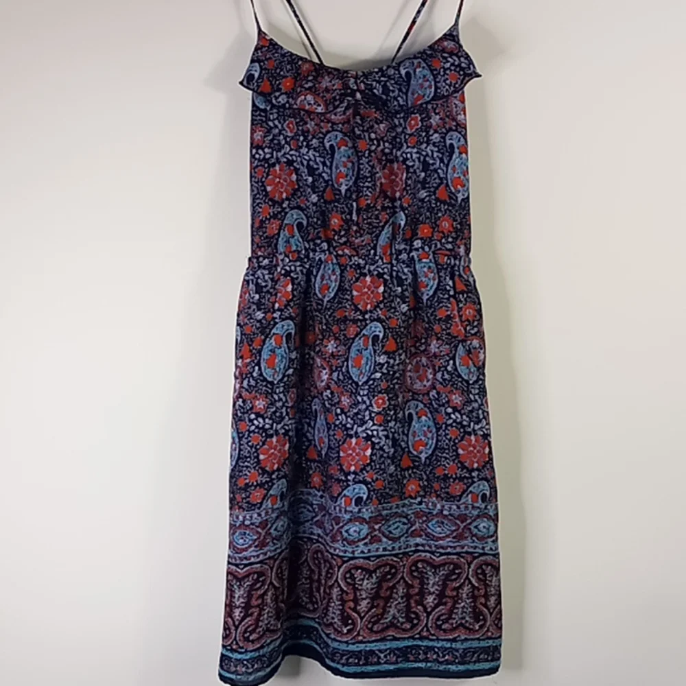 American Eagle Outfitters Navy/ Paisley Print Sleeveless Sheer Dress Size S/P - Picture 9 of 16
